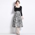 Real time stock 2024 autumn high-end black jacquard mid length temperament dress new