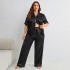 Summer simulation silk plus size sleepwear fashionable casual shirt sleepwear set sexy and comfortable women's home clothing wholesale