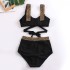 2023 new European and American split solid color swimsuit women's bikini triangle sexy slimming high waist spot swimsuit