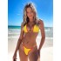 2024 Cross border European and American Foreign Trade New Swimsuit Sexy Solid Color Metal Bikini Swimsuit Women's Bikini Set