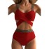 2023 new European and American split solid color swimsuit women's bikini triangle sexy slimming high waist spot swimsuit