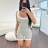 European and American women's clothing 2024 summer Amazon new U-neck contrasting suspender tight sports yoga jumpsuit wholesale