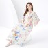 2024 Vacation - Lace V-neck flared sleeve pleated cardigan printed long dress