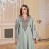 Foreign Trade Abaya Muslim Middle Eastern Women's Cross border Summer Elegant Rope Embroidered Robe Women's Dress Dubai Apparel