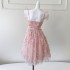 French socialite's new pink three-dimensional flower mesh sequin small dress, short suspender skirt 68278