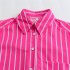 Foreign Trade 2024 Spring Women's Basic Casual Loose Versatile Red Striped Long Sleeve Shirt 3666063