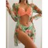 2022 new three-point three piece set of outerwear, long sleeved European and American cross-border split bikini swimsuit, women's bikini