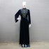 XQY500219 Muslim Dubai Suede Evening Dress Robe Blue Water Drop Hot Diamond Jalabia Women's Wear