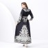 2024 Vacation - Palace Style V-neck Lantern Sleeve Wave Edge Vintage Printed Dress