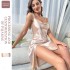 Sexy slit camisole dress cross-border Amazon simulation silk nightgown women's summer home backless camisole pajamas