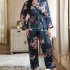 European and American cross-border plus size pajamas, women's cardigans, lace up nightgowns, sleeping pants, casual loose home women's sets, can be worn outside