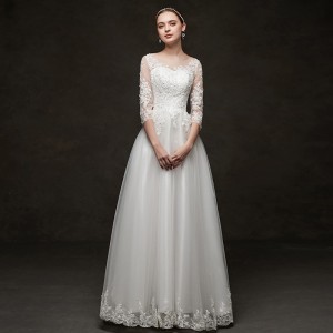 2023 New Bridal Wedding Dress with Simple One Shoulder Shoulder Style, Palace Style, Foreign Trade Dress, Hepburn Lace, Looks Thin