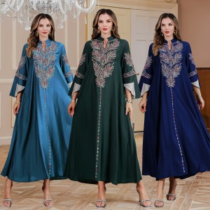 Muslim Middle East New abaya Women's Wear Dubai Türkiye Fashion Embroidery Robe Dress Foreign Trade