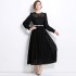 Real shooting spot 2024 new water-soluble lace splicing large swing chiffon dress dress with belt