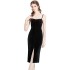 Real time spot gold velvet camisole dress with slit and slim fit, paired with a mid length skirt