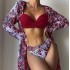 2022 new three-point three piece set of outerwear, long sleeved European and American cross-border split bikini swimsuit, women's bikini