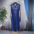 Cross border African European and American dresses, long robes, pearls, chiffon, heavy industry, hot stamping, cannon beads, source manufacturer, in stock+inner skirt