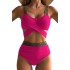 2023 new European and American split solid color swimsuit women's bikini triangle sexy slimming high waist spot swimsuit