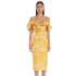 French style design, slim fit with one shoulder and waist, elegant temperament, yellow jacquard dress, socialite banquet dress