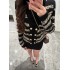 Cardigan jacket 24 winter new item retro socialite age reducing girl versatile nail bead knit sweater top for women