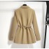 2024 early autumn new khaki suit jacket, women's belt suit top, spring and autumn