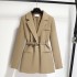 2024 early autumn new khaki suit jacket, women's belt suit top, spring and autumn