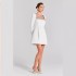 European and American Cross border 2024 New Women's Wear White French Square Neck Diamond Set Long Sleeve Bandage Dress with Summer Luxury