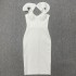 Cross border new European and American fashionable temperament square neck lotus leaf sleeve elastic bandage dress for birthdays, parties, evening dresses, women