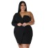 N7629 New Foreign Trade Product: European and American Women's Fashion, Sexy, Tailored, Hip hugging Skirt, Off Shoulder Long Sleeve Dress