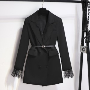 2024 Spring and Autumn New Women's High end Fashion Suit Coat Dress with Waist cinching for slimming temperament Suit Small Black Dress