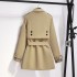 Grid splicing double breasted trench coat for women, small, medium and long, 2024 new autumn edition