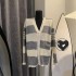 COOLLINE Lin Zixi London Notice Gauck Heavy Sweater Striped Cardigan Coat Grey Loose Versatile