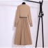 Hong Kong style French high-end light luxury long sleeved pleated dress for women, 2024 early spring temperament, socialite goddess waist cinched long skirt