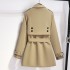 Grid splicing double breasted trench coat for women, small, medium and long, 2024 new autumn edition