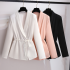 French satin suit shirt for women 2024 new style spring and autumn short versatile top, loose lace up long sleeved jacket