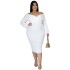 European and American fat woman cross-border plus size women's clothing V-neck solid color long skirt sexy dress wish hot sale