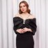 Light luxury and high-end one shoulder hanging neck rhinestone bow slimming bandage dress, socialite birthday party dress