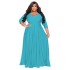 N7670 European and American cross-border source independent station popular plus size fat woman women's clothing solid color V-neck sexy wedding dress long skirt