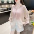 Summer loose and lightweight chiffon sun protection clothing versatile and long sleeved shirt for women