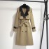 2024 autumn and winter new Korean style temperament British style medium long high-end design sense niche casual trench coat for women