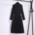 Black dress women's 2024 autumn new suit collar, waist cinching, slimming temperament fake two pleated skirts