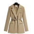 2024 early autumn new khaki suit jacket, women's belt suit top, spring and autumn