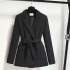 Folding waist to show a slim and slender suit, autumn new style casual jacket, women's suit, women's belt, British style autumn design, niche