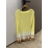 French style slim fit and gradient gradient thin long sleeved base T-shirt autumn new mid length casual yellow top