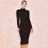 Cross border European and American style evening dress with a light luxury and high-end feel. Stand up collar, long sleeves, all year old, new sexy female celebrity dress