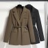 Loose fitting suit jacket, spring and autumn suit collar, chain waistband, waist cinching, small suit for commuting