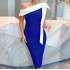 High end slanted shoulder slim elastic bandage dress, mid length dress, birthday party, internet famous model evening dress