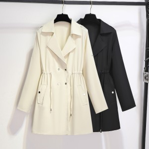 Autumn fashion new mid to long style waist cinching loose slimming windbreaker suit jacket