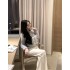 Kubiliv Cool Oxygen Atmosphere Bright Silk Splicing Fox Hair Classic Minibus Round Neck Knitted Coat