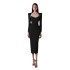 European and American cross-border women's clothing spring temperament Hepburn style square neck cow horn shoulder long sleeved bandage dress, first-hand source